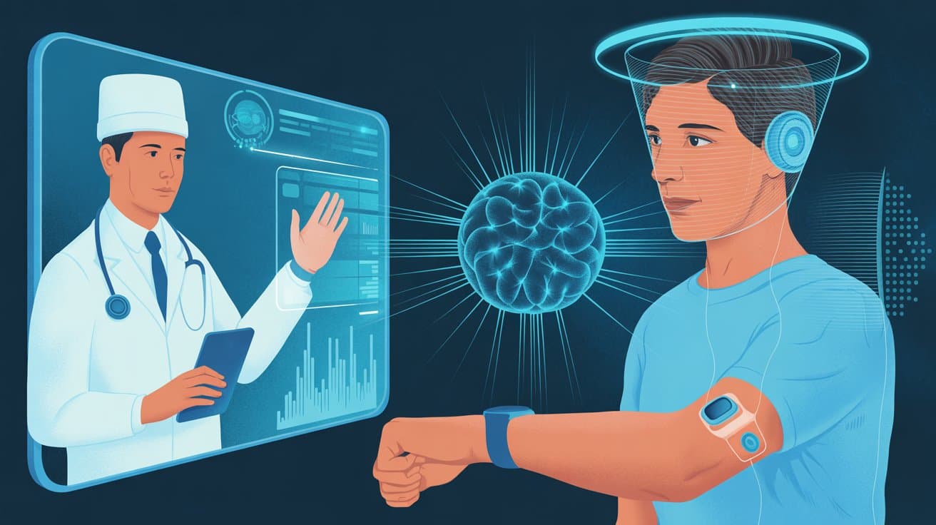 Gráfico de tendencias futuras en datos de salud hacia 2030, incluyendo IA, IoT y analítica predictiva.